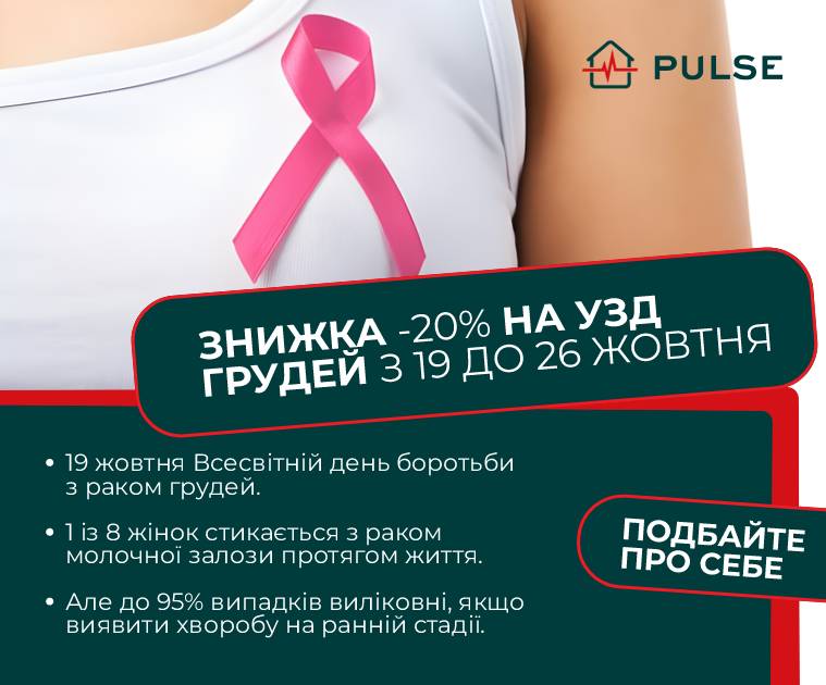 С 19 по 26 октября действует скидка 20% на УЗИ молочных желез